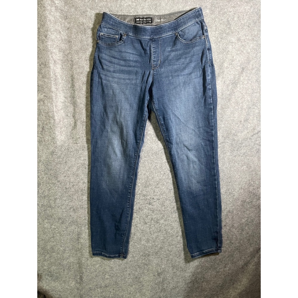 Lee Modern Series Dream Jean Womens Blue Medium Wash Pull On Skinny Denim Pants